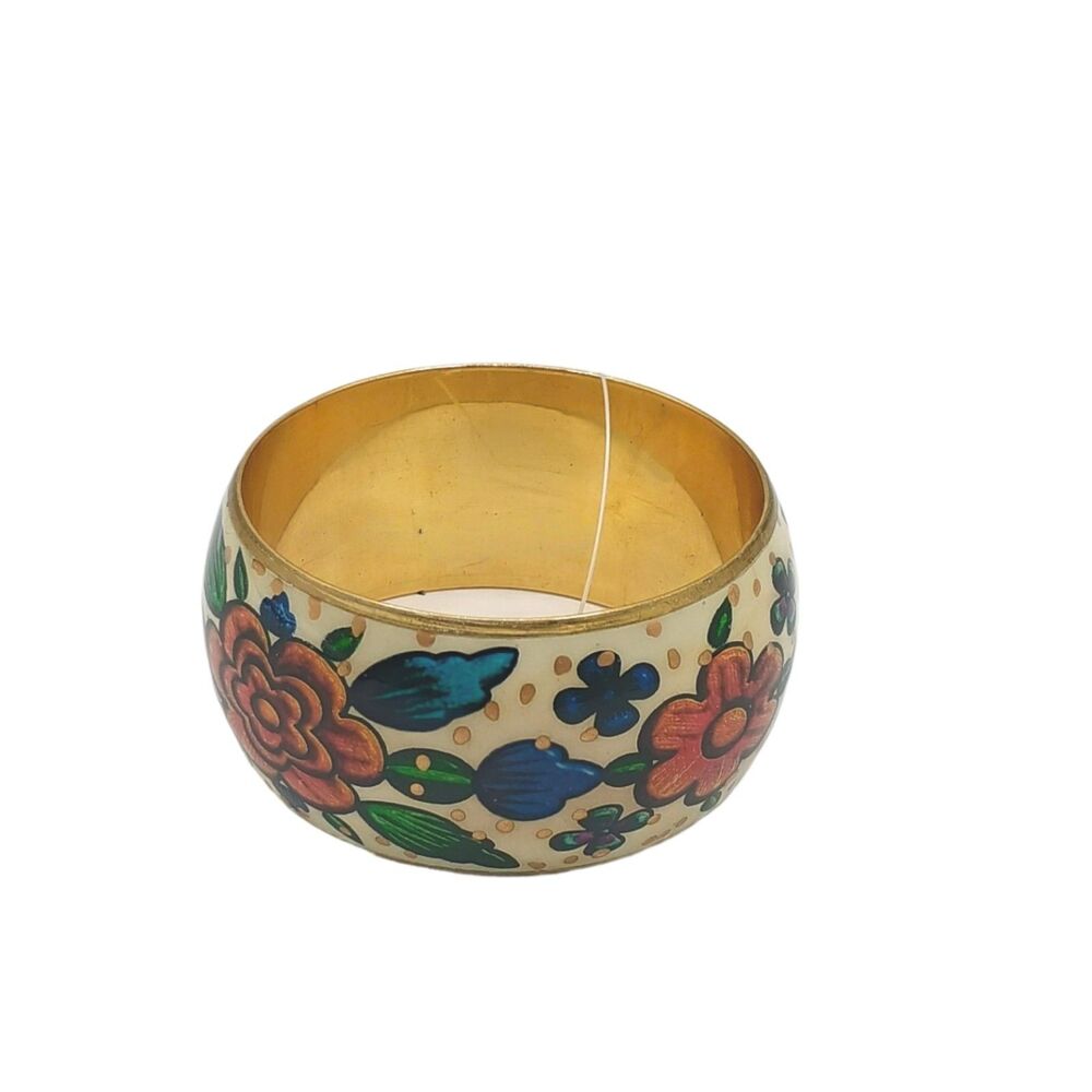 Fantasia La Moda Bangle Bracelet Floral Gold Tone Boho Southwestern Coastal New
